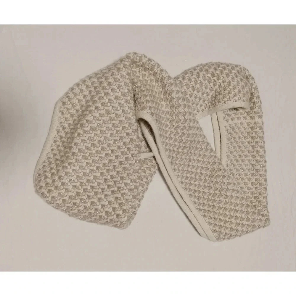 Talbots Infinity Scarf Cream Tan Silver Metallic Knit - Picture 5 of 8